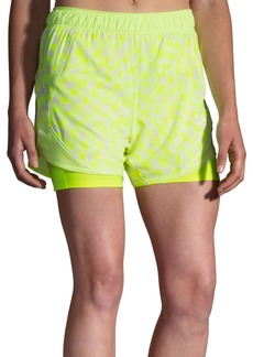 "Brooks Women's Chaser 5"" 2-in-1 Shorts, Small, Speed Check"