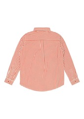 B by Brooks Brothers Big Boys Gingham Woven Long Sleeve Poplin Shirt - Coral Peach