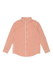 B by Brooks Brothers Big Boys Gingham Woven Long Sleeve Poplin Shirt - Coral Peach