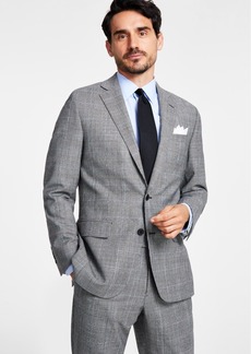 B by Brooks Brothers Men's Classic-Fit Plaid Wool-Blend Stretch Suit Jacket - Grey Plaid