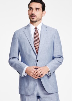 B by Brooks Brothers Men's Classic-Fit Solid Linen Suit Jacket - Blue