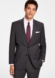 B by Brooks Brothers Men's Classic-Fit Stretch Pinstripe Wool Blend Suit Jackets - Brown Plaid