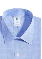 B by Brooks Brothers Men's Regular Fit Non-Iron Glen Plaid Dress Shirt - Blue