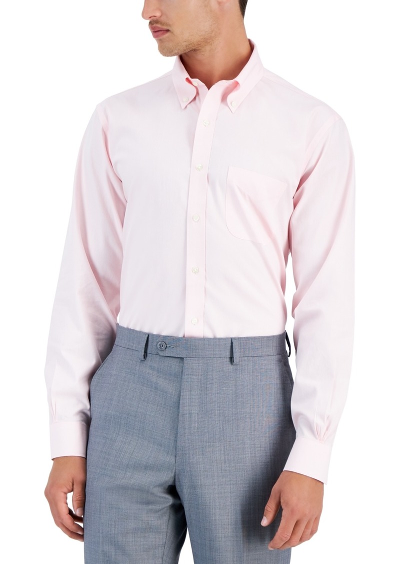 B by Brooks Brothers Men's Regular Fit Non-Iron Solid Dress Shirt - Pink