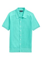 Brooks Brothers Cable Knit Button-Up Polo