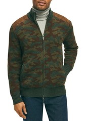 Brooks Brothers Camo Wool Full Zip Sweater