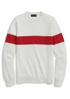 Brooks Brothers Chest Stripe Cotton Crewneck Sweater