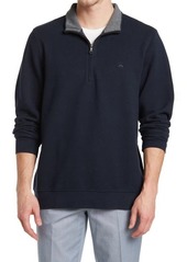 Brooks Brothers Doubleface Pique Knit Half Zip Pullover in Navy at Nordstrom