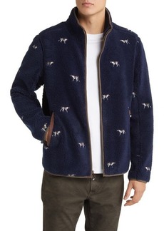 Brooks Brothers Embroidered Dog Fleece Zip Jacket