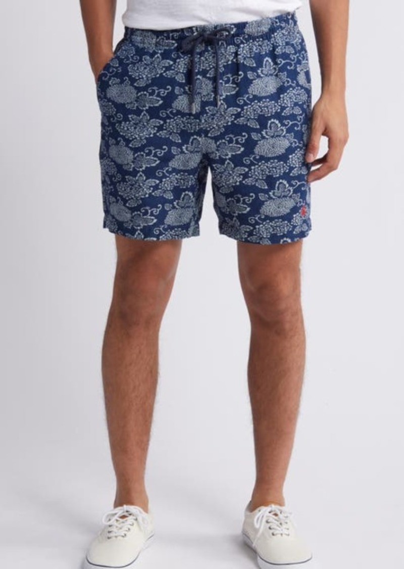 Brooks Brothers Floral Linen & Cotton Drawstring Shorts