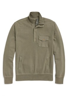 Brooks Brothers French Terry Quarter Zip Pullover in Smoky Olive at Nordstrom