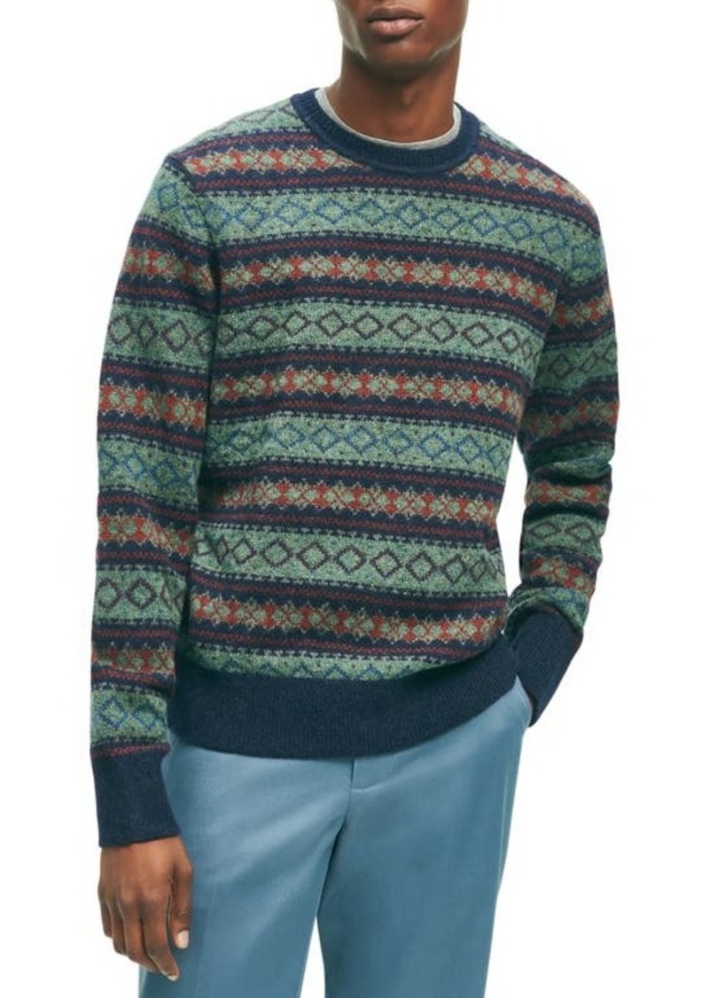 Brooks Brothers Geometric Stripe Crewneck Sweater