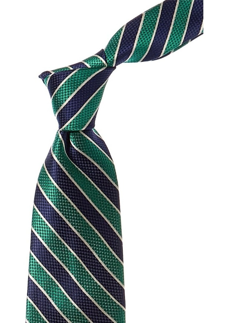 Brooks Brothers Green Textured Stripe Bold Silk Tie