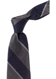 Brooks Brothers Grey Sidewheeler Bold Stripe Silk & Linen-Blend Tie