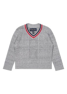 Brooks Brothers Kids' Cable Cotton V-Neck Sweater