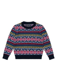 Brooks Brothers Kids' Fair Isle Jacquard Cotton Crewneck Sweater