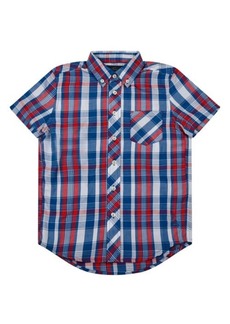 Brooks Brothers Kids' Plaid Short Sleeve Cotton Button-Down Shirt