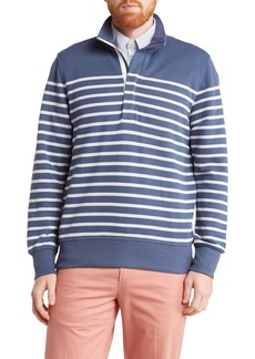Brooks Brothers Mariner Stripe Cotton Blend Half-Zip Sweatshirt in Blue/White at Nordstrom Rack