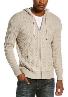 Brooks Brothers Men's Cotton Cable Knit Full Zip Hoodie Sweater