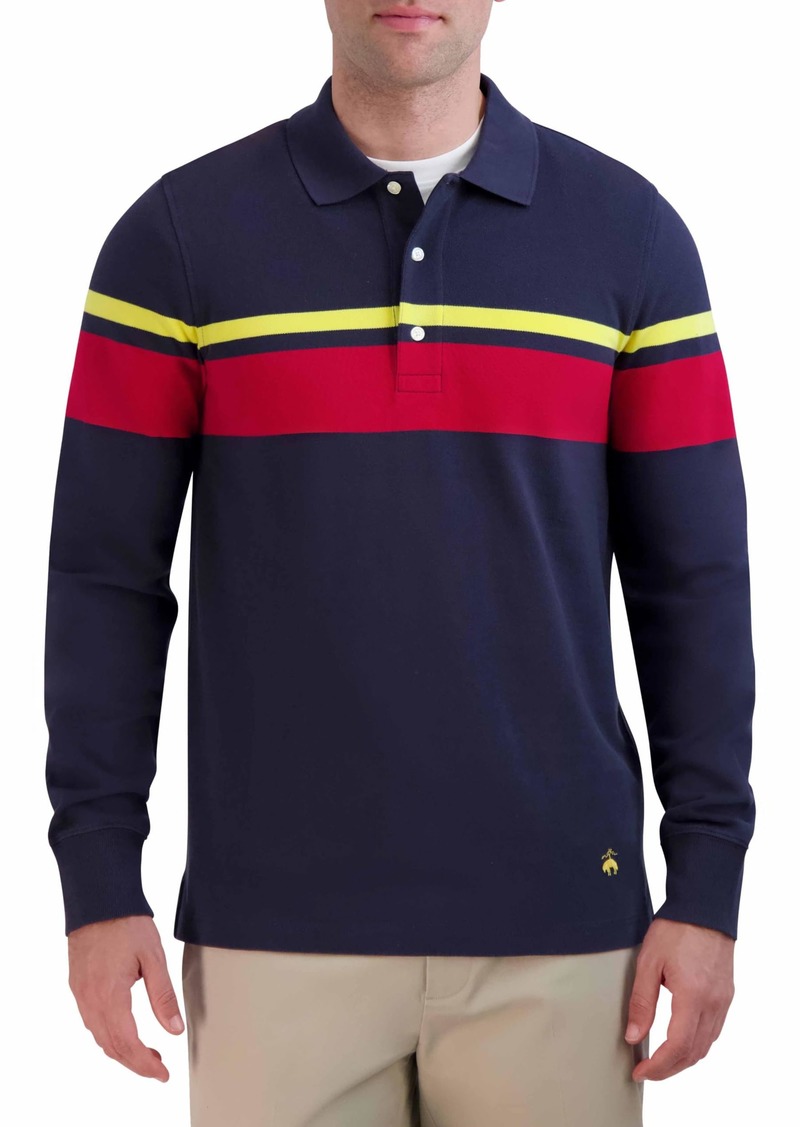 Brooks Brothers Men's Long Sleeve Chest Stripe Polo Shirt