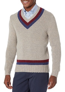 Brooks Brothers Men's Luxury Wool Blend Long Sleeve V-Neck Tennis Sweater