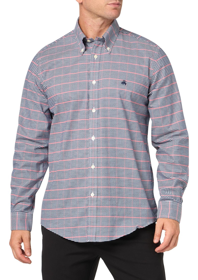 Brooks Brothers Men's Non-Iron Stretch Oxford Long Sleeve Check Sport Shirt  Medium