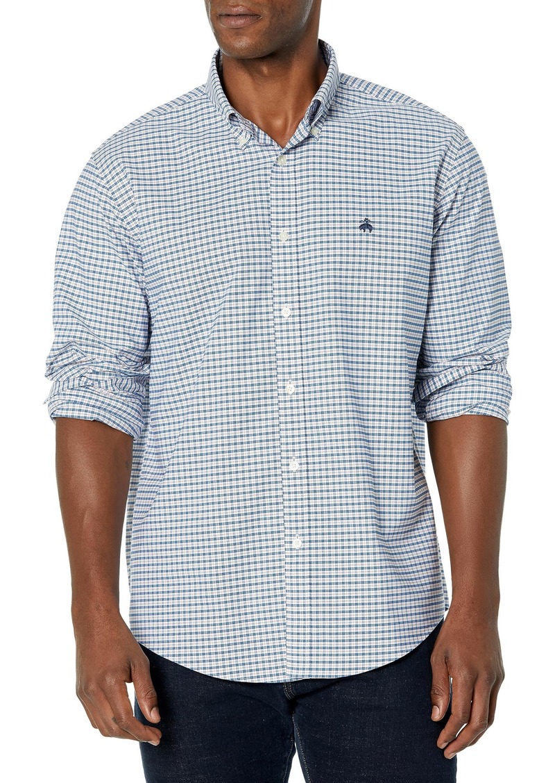 Brooks Brothers Men's Non-Iron Stretch Oxford Sport Shirt Long Sleeve Check  X-Large