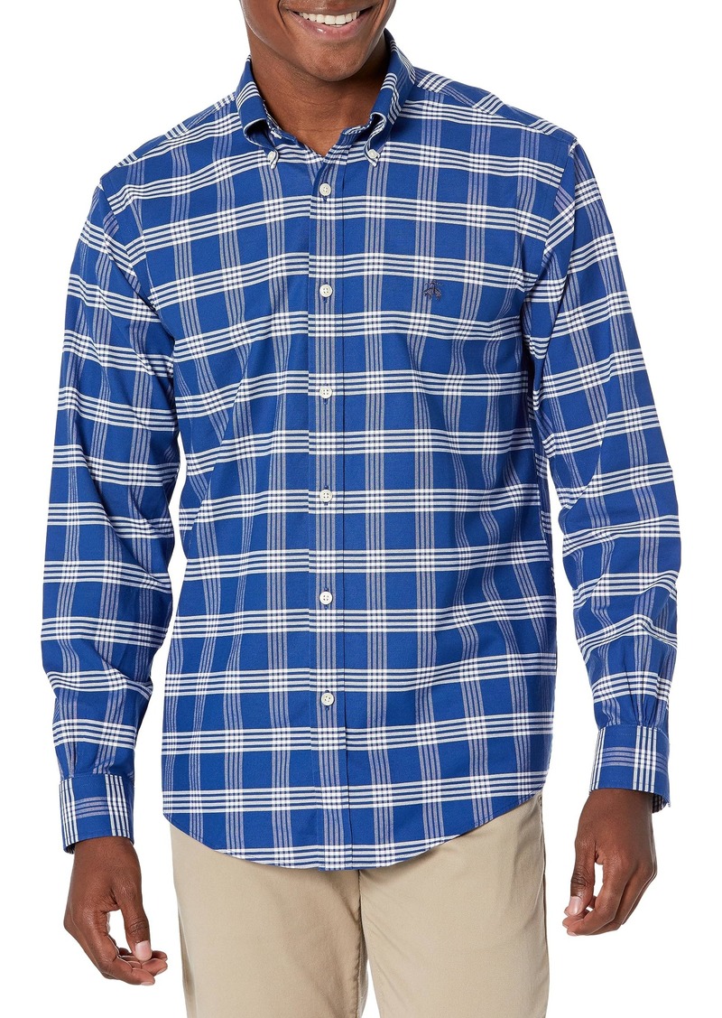 Brooks Brothers Men's Non-Iron Stretch Oxford Sport Shirt Long Sleeve Check