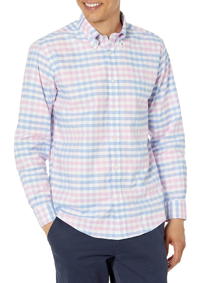 Brooks Brothers Men's Non-Iron Long Sleeve Button Down Stretch Oxford Sport Shirt Multi Check