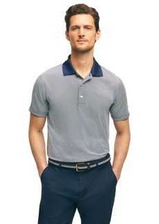 Brooks Brothers Men's Regular Fit Performance Stretch Short Sleeve Mini Stripe Golf Polo Shirt