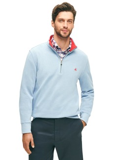 Brooks Brothers Men's Regular Fit Ribbed French Terry Long Sleeve Half-Zip Sweater