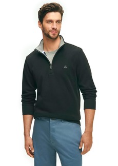Brooks Brothers Men's Regular Fit Ribbed French Terry Long Sleeve Half-Zip Sweater