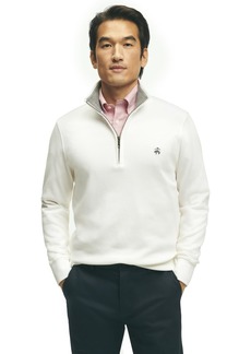 Brooks Brothers Men's Regular Fit Ribbed French Terry Long Sleeve Half-Zip Sweater