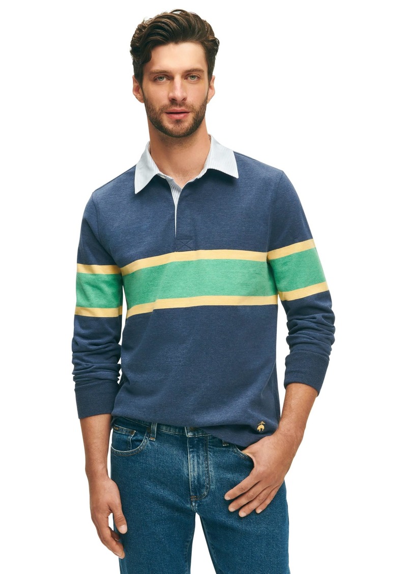 Brooks Brothers Men's Regular Fit Sueded Cotton Long Sleeve Rugby Shirt