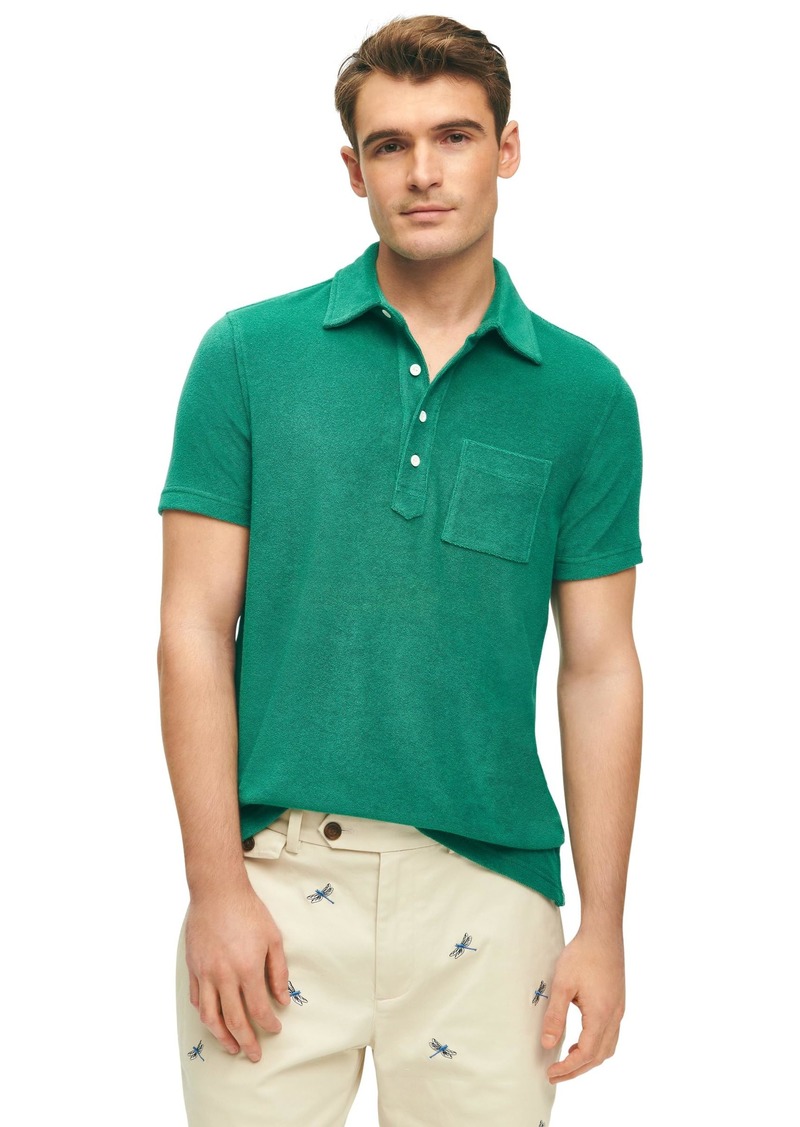 Brooks Brothers Men's Regular Fit Terry Cloth Crew Neck Short Sleeve Polo Shirt