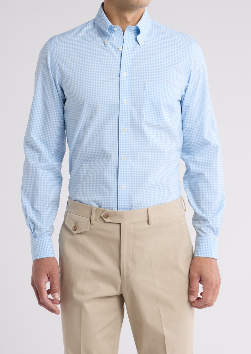 Brooks Brothers Milano Fit Gingham Non-Iron Stretch Dress Shirt in Light/Pastel Blue at Nordstrom Rack