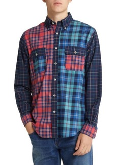 Brooks Brothers Mismatched Plaid Flannel Button-Down Shirt