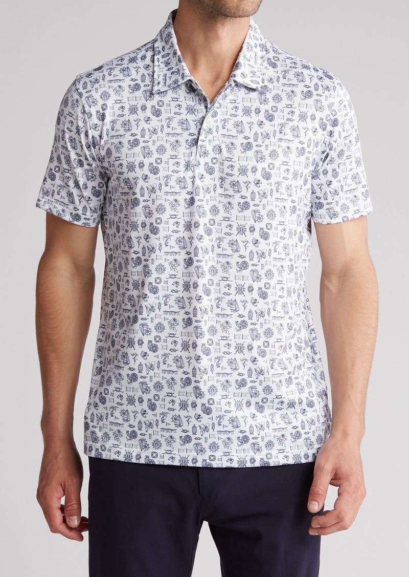 Brooks Brothers Nautical Print Golf Polo in White at Nordstrom Rack