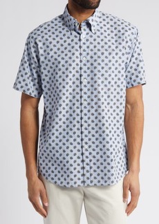 Brooks Brothers Neat Floral Short Sleeve Linen & Cotton Button-Down Shirt