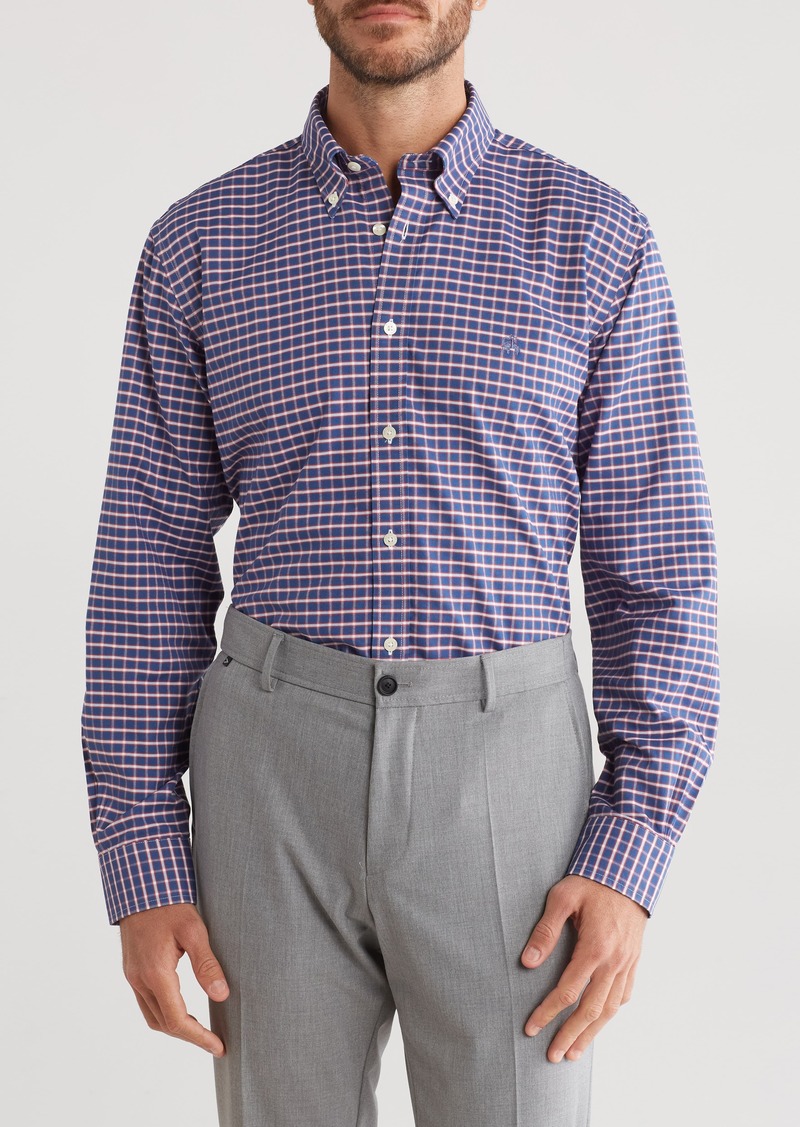 Brooks Brothers Oxford Regular Fit Button-Down Shirt in Navy Framed Windowpane at Nordstrom Rack