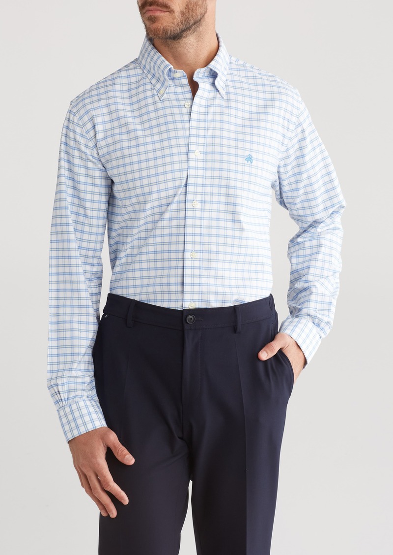 Brooks Brothers Oxford Regular Fit Button-Down Shirt in White Vista Windowpane at Nordstrom Rack