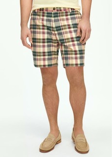 Brooks Brothers Plaid Flat Front Cotton Madras Shorts