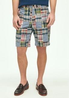 Brooks Brothers Plaid Patchwork Flat Front Cotton Madras Shorts