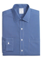 Brooks Brothers Regent Regular Fit Non-Iron Stretch Check Dress Shirt in Blue at Nordstrom
