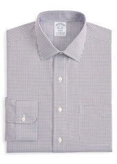 Brooks Brothers Regent Regular Fit Stretch Plaid Dress Shirt in Very Blue at Nordstrom