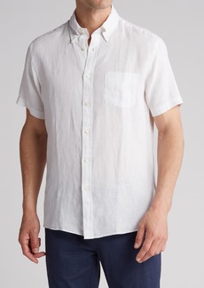 Brooks Brothers Regular Fit Short Sleeve Linen Button-Down Shirt in White at Nordstrom Rack
