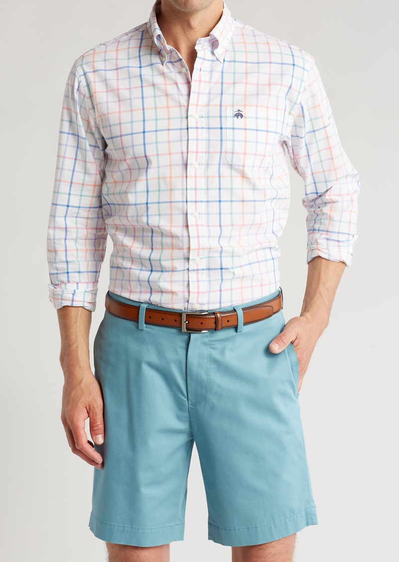 Brooks Brothers Regular Fit Spring Check Dress Shirt in White Multi at Nordstrom Rack