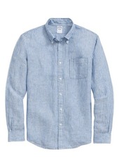 Brooks Brothers Regular Fit Stripe Linen Button-Down Shirt