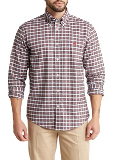 Brooks Brothers Regular Fit Tartan Non-Iron Oxford Button-Down Shirt in White/Red Tartan at Nordstrom Rack