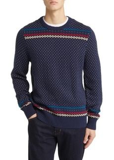 Brooks Brothers Snowflake Jacquard Cotton Crewneck Sweater